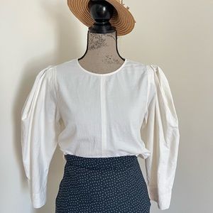 NWOT Madewell White Cotton Shirt with Puffy Sleeves
